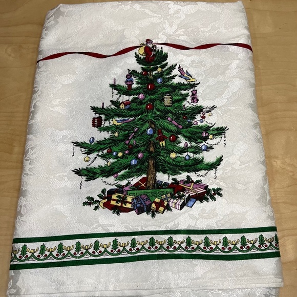 Vintage Spode Christmas Tree Rectangular Table Cloth 60x84" - Picture 1 of 9